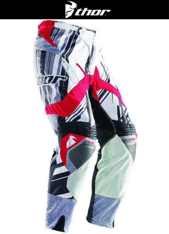 Thor flux shred gray red sizes 28-38 dirt bike pants motocross mx atv 2014