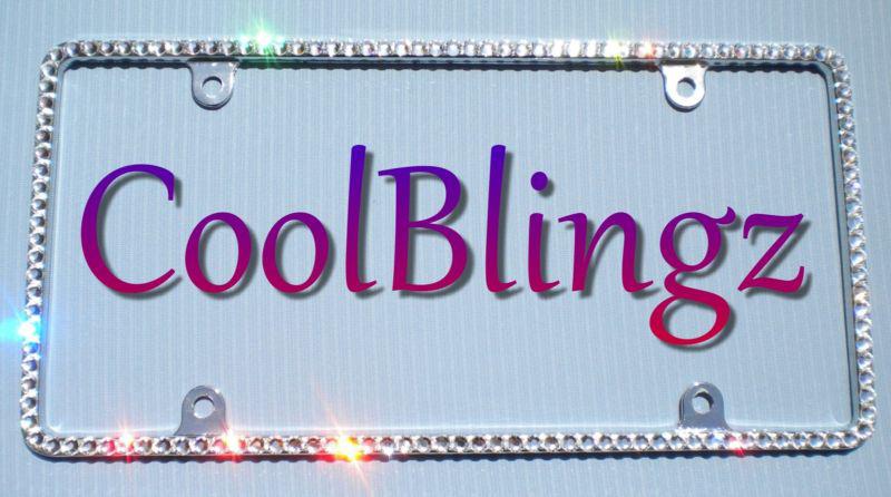 Thin crystal license plate frame rhinestone bling made with swarovski elements