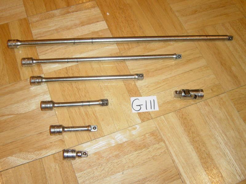 Snap on tools 6 piece 3/8 drive extension set plus 3/8 drive swivel