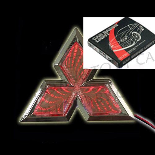 Red 3d car led car logo light badge lamp emblem auto sticker for mitsubish