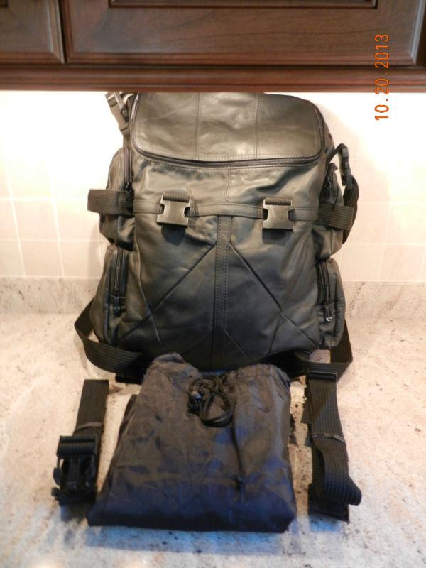 Motorcycle sissy bar black leather luggage backpack ~ perfect!