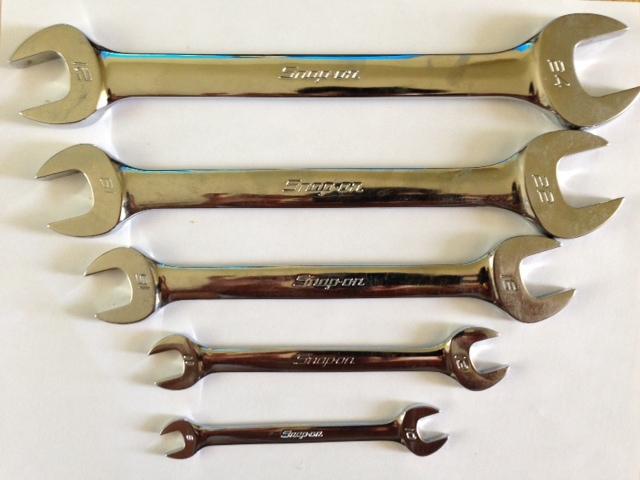 Snap-on standard metric dual open-end wrench set 5pc #vom  (no markings)