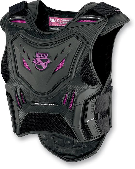 Icon stryker motorcycle vest black/pink women's small/medium