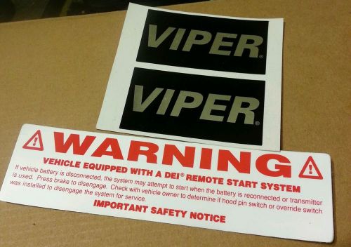 Pair dei genuine viper car alarm window decals security stickers + remote start