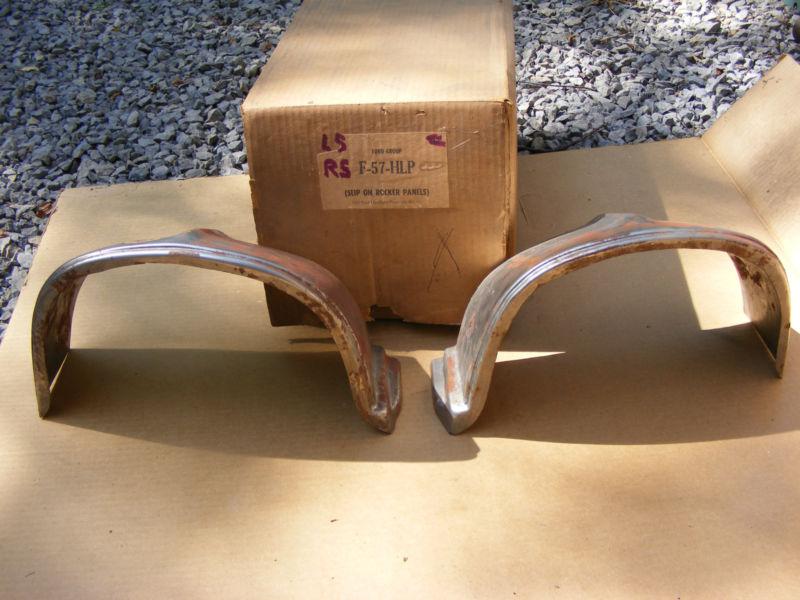 Vintage ford 1957 sedan front fender caps, pair nos