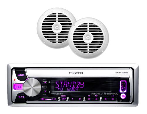 New kmr-d358 boat cd/mp3 usb ipod pandora receiver 2x 6.5&#034; 120w enrock speakers