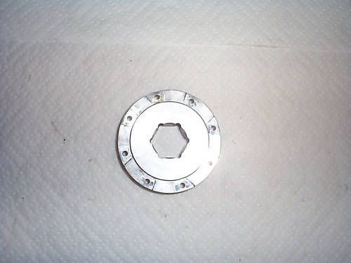 Aluminum brake hub mounted on 1 1/4" driveshaft racing