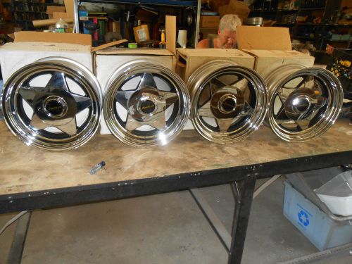 15&#034; x 7&#034;   vintage  nos     spectrum  classic star chrome wheel  rims, 4 lug