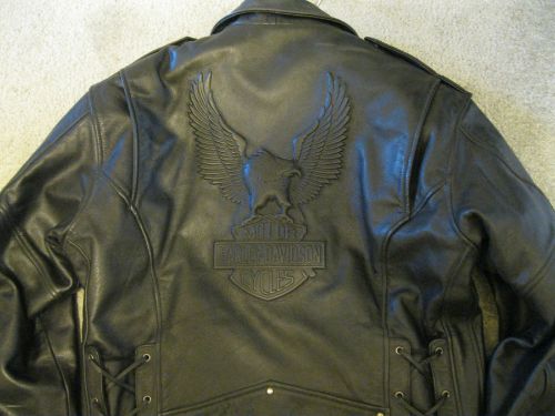 Vintage harley davidson raised embossed eagle classic cruiser jacket men's sz l