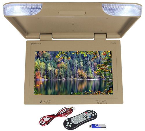 Rockville rvm22fd-bg 22&#034; tft beige flip down car monitor w/ usb/sd/video games