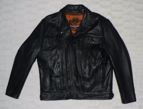 Mint men' milwaukee midweight black leather classic motorcycle jacket size xl
