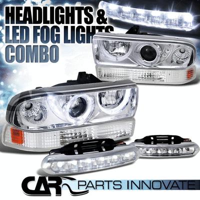 Chevy 98-04 blazer chrome halo projector headlights+bumper lamps+led fog lamps