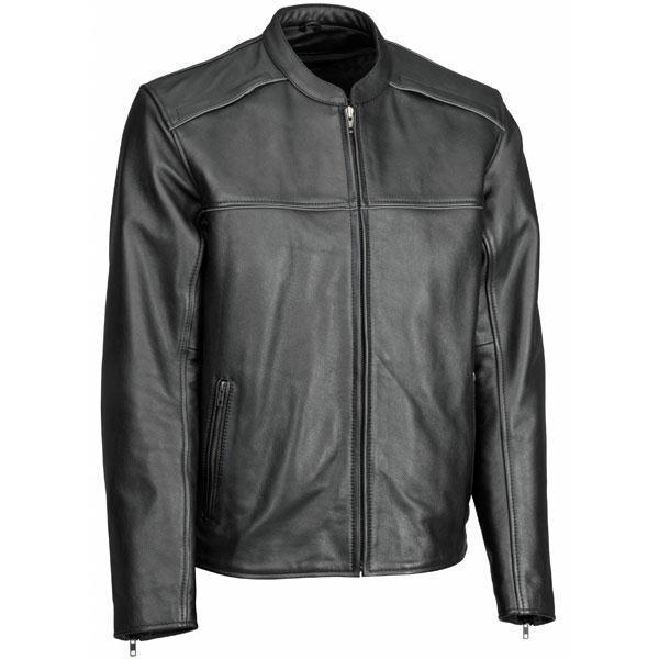 River road seneca cool leather motorcycle jacket black 52 us