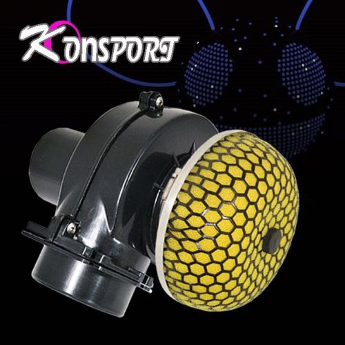 Car mushroom intake filter+3&#034; air electric supercharger turbo boost black yellow