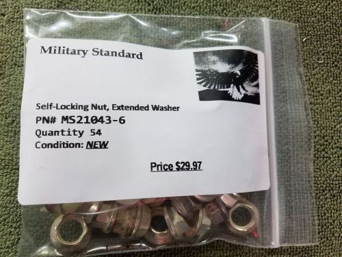 New ms21043-06 hexagon self-locking nut, extended washer (sold 54 to a package)