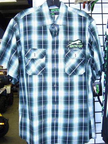 Arctic cat plaid pit shirt aircat arcticwear snowmobile adult zr xf atv utv