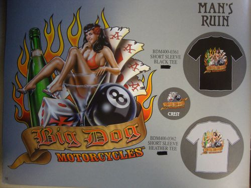 Big dog motorcycles gray man's ruin shirt med short sleeve bdm