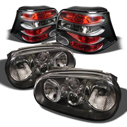 Purchase 9906 Vw Golf Mk4 Crystal Black Headlights+Black Altezza Tail