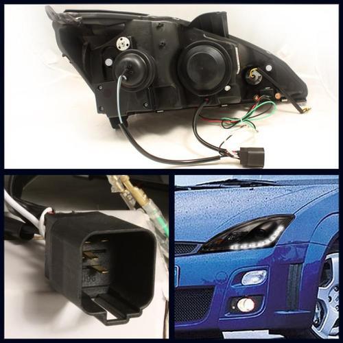 00-04 FORD FOCUS BLACK PROJECTOR HEADLIGHTS w/DAYTIME DRL LED RUNNING LIGHTS, US $198.99, image 2