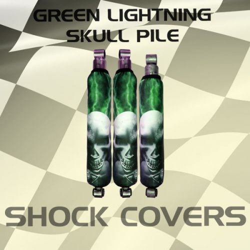 Yamaha grizzly green lightning skull pile shock cover #lwo12919 klw4929