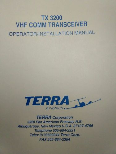 Terra tx 3200 vhf install operator's manual