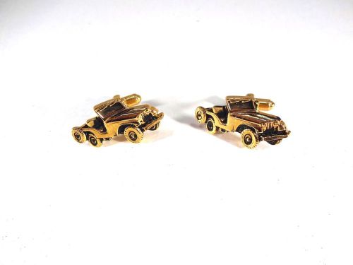 Vintage willys  cj jeep gold style cuff links pair (2)