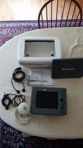 Raymarine c80 chart plotter, navpod, gps receiver, cables, manuals