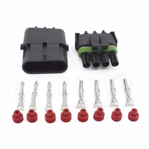 Weather pack delphi 1 set kit 4 pin waterproof electrical wire connector plug