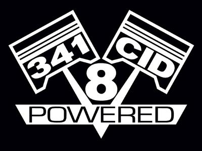 2 v8 341 cid engine piston decal set sticker emblems