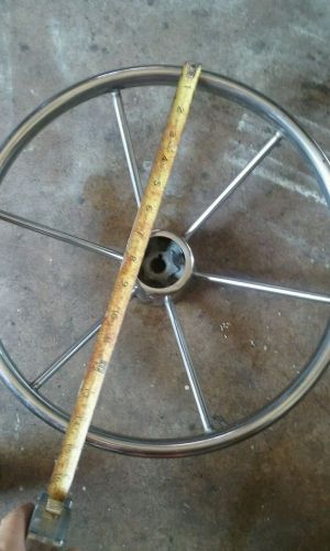 Stainless steel 6 spoke 14 3/4" marine boat steering wheel used