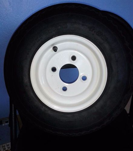 Trailer wheel 4.80-8 bias trailer tire on 8" 4 lug white steel rim white