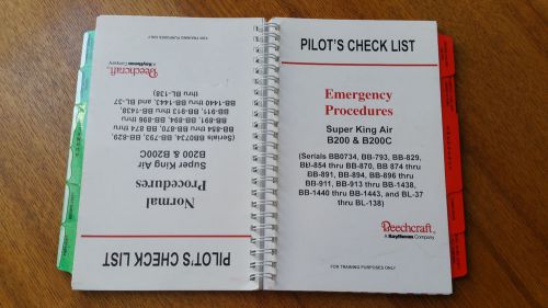 Beechcraft super king b200 &amp; b200c pilot&#039;s check list aircraft pilot check list