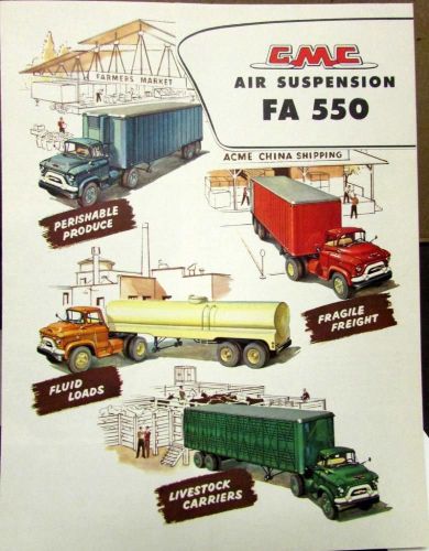 1957 gmc truck air suspension fa 550 series original color sales brochure folder