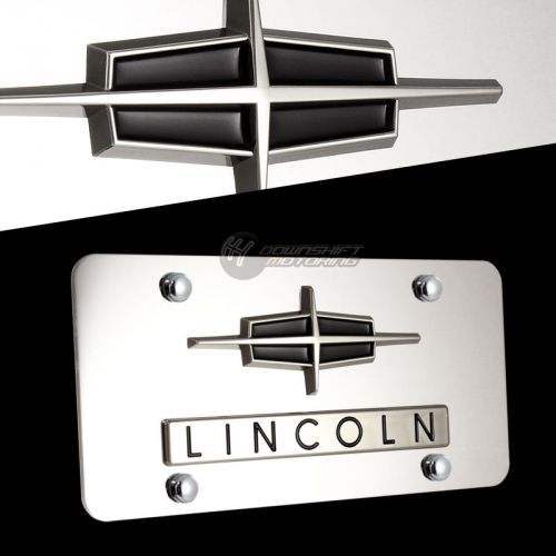 3d lincoln front mirror stainless steel license plate frame authentic with caps