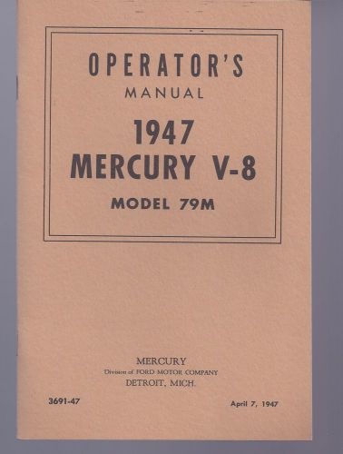 1946 mercury v-8  owners operators manual reprint model 69m