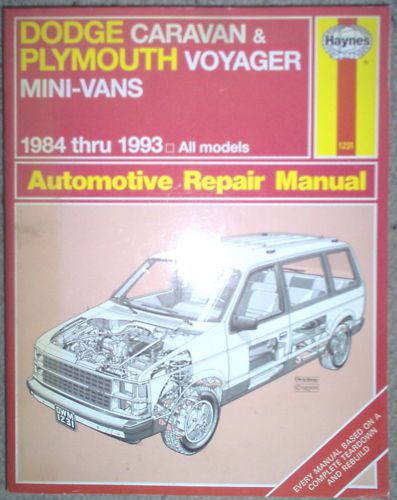 1984-1993 dodge caravan plymouth voyager mini van haynes service repair manual