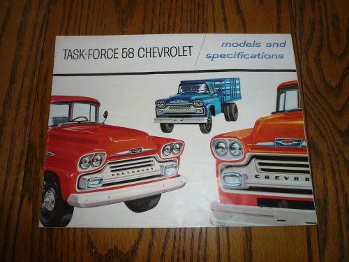 1958 chevrolet truck series task force chassis &amp; stake body sales brochure -