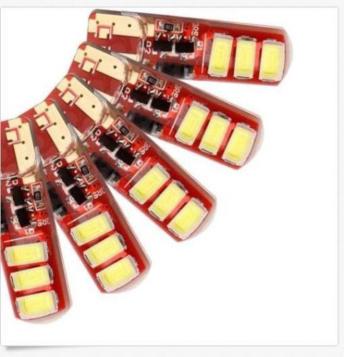 4pc t10 w5w 5730 6 smd car led strobe silicone wedge side light reading bulb 12v