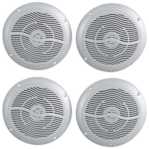 (4) rockville rmc65s 6.5&#034; 1200 watt waterproof marine boat speakers 2-way silver