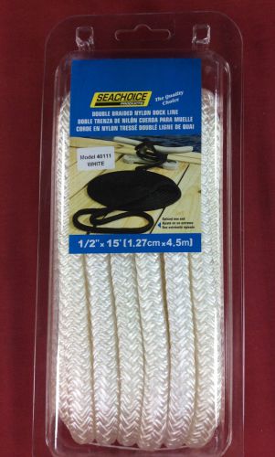 Dock line double braided nylon 1/2&#034; x 15&#039; white 40111 seachoice rope
