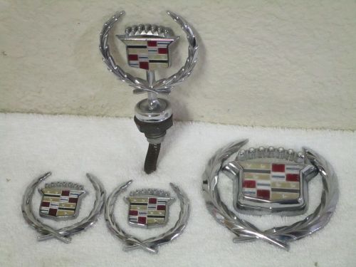 83 84 85 cadillac eldorado biarritz chrome roof  hood trunk lock flipper emblems