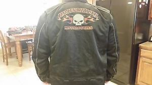 Mens harley davidson willie g skull mesh jacket xxl 2xl rain liner reflective