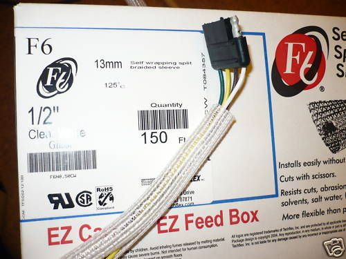 1/2 split braided sleeving f6 techflex white 10ft