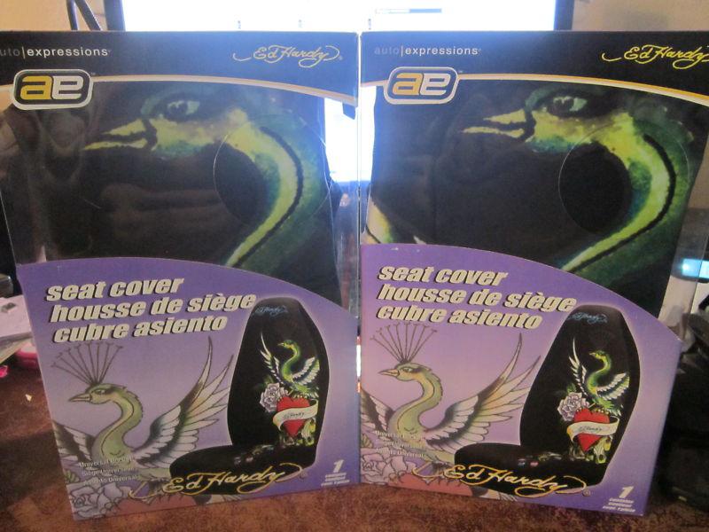 Ed hardy car seat covers pair "peacock" 2 seat covers 1 pair