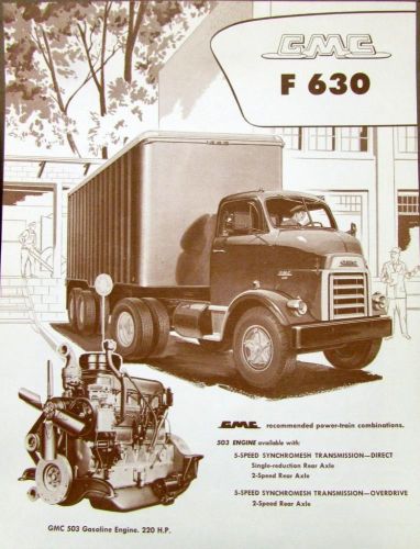 1957 gmc truck f 630 series original data sheet sales brochure