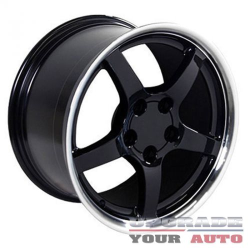 Black wheel 18x9.5 c5 deep dish style w/machined lip for 1993-2002 chevy camaro