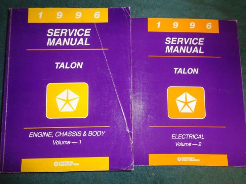 1996 chrysler eagle talon 2 volume shop manual set / original books!!