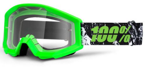 100% strata crafty lime motocross mtb goggle clear lens free uk post ktm yzf rmz