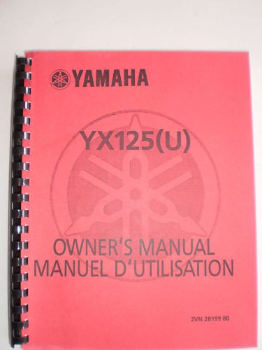 Genuine official yamaha yx125 (u) 1988 owners  manual