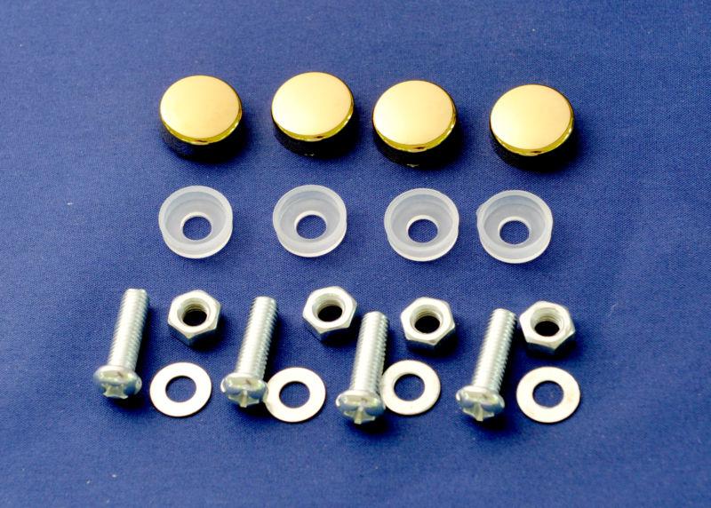 Purchase License Plate Frame Screws Fasteners + Gold Screw Caps Set New